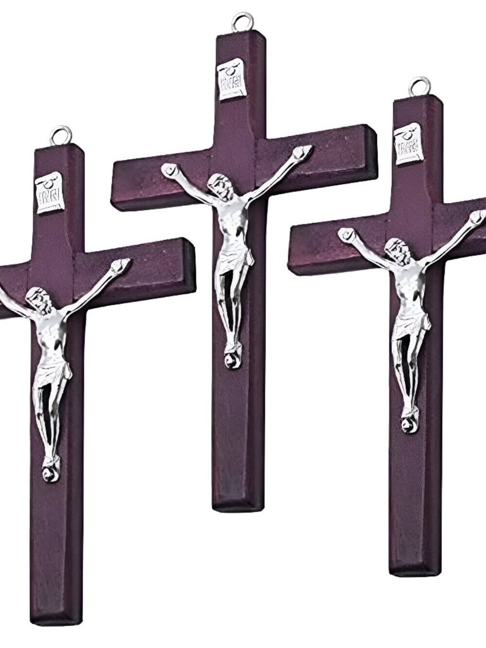 Catholic Crucifix Wall Cross 3 Pack, Small Wooden Cross with Jesus for Home
